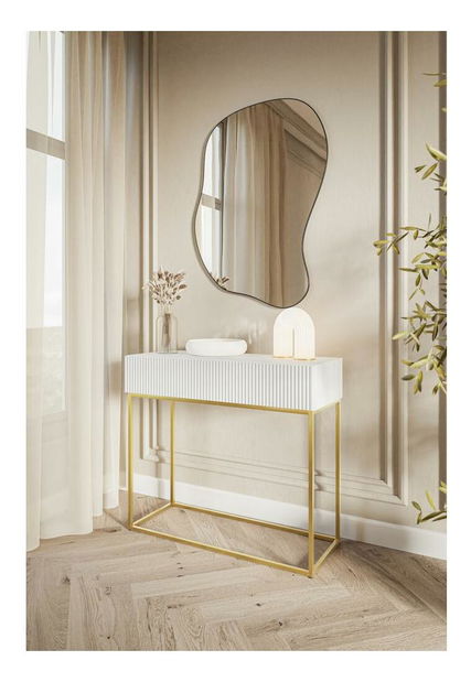 Konzolový stolek Vertigo V4 (bílá + zlatá)