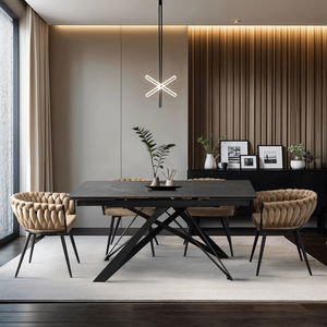 Rozkládací jídelní stůl Maximus (černá) (pro 6-8 osob)