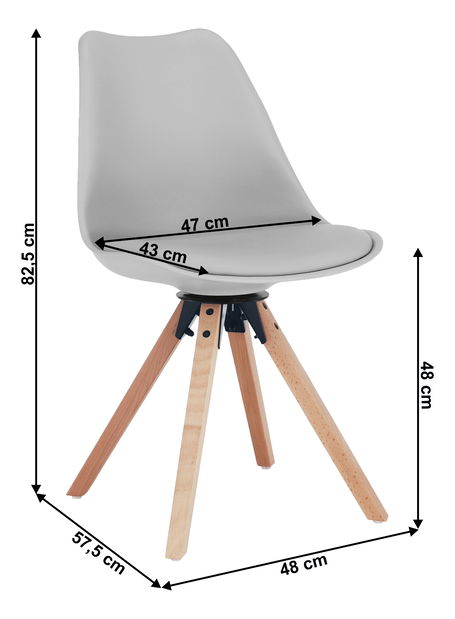 Otočná židle Dolena (světlešedá ekokůže)