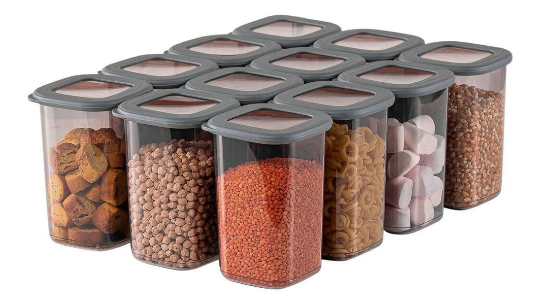 Sada úložných dóz na potraviny (12 ks.) Boxy 12 (antracitová)