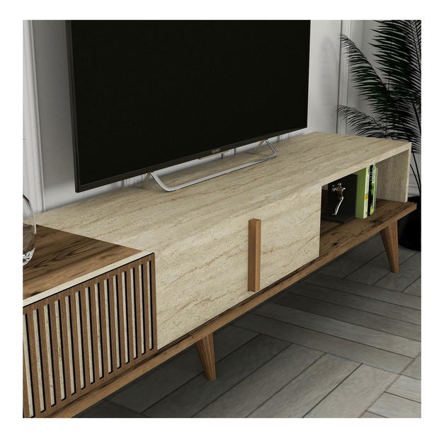 Obývací stěna Millano (ořech + travertin)