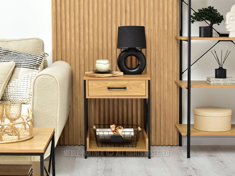 Noční stolek Torry (dub + černá)