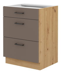 Dolní kuchyňská skříňka Barb 60 D 3S BB (dub artisan + truflová)