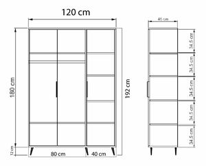 Šatní skříň Roya (dub + bílá)