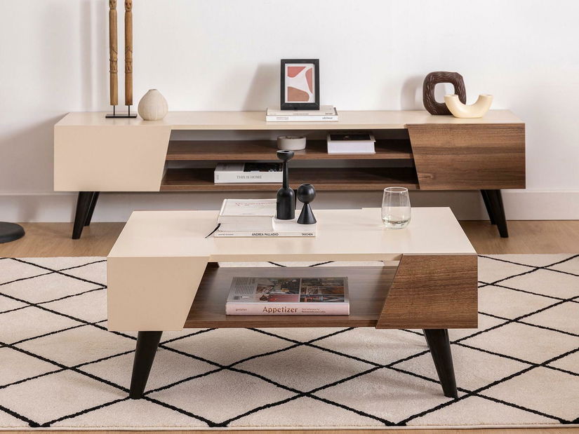 Konferenční stolek Pitudu 2 (ořech + béžová)