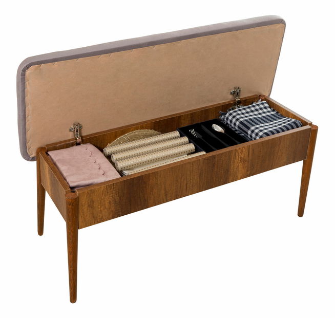 Jídelní set Vlasta 1 (ořech + šedá) (pro 4 osoby)