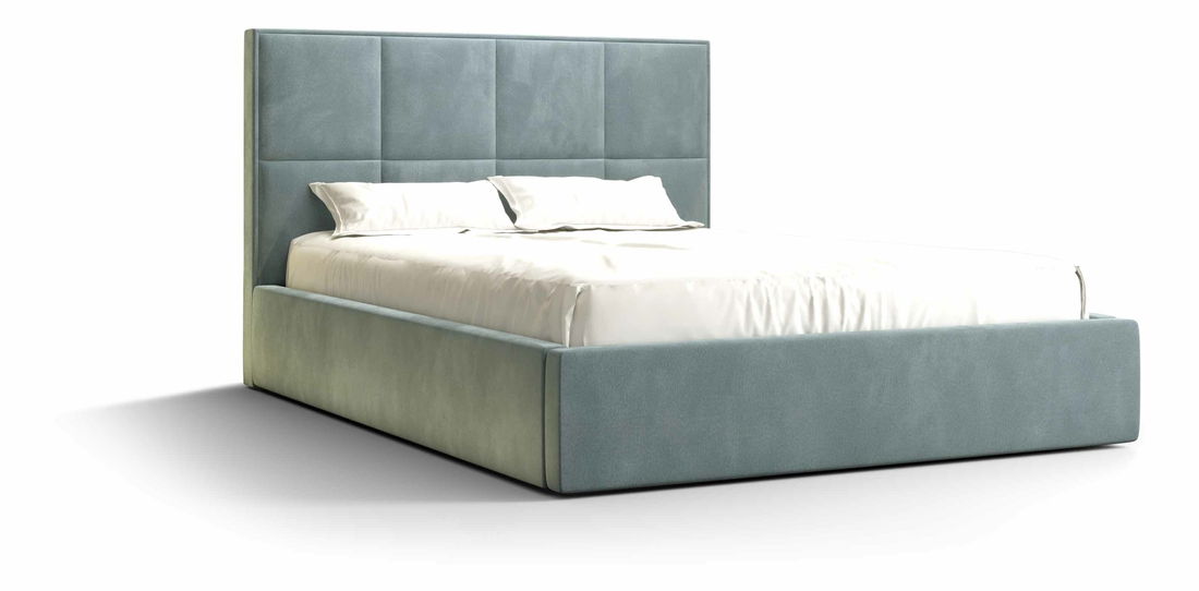 Manželská postel 180 cm Gino (modrá) (s roštem a úložným prostorem)