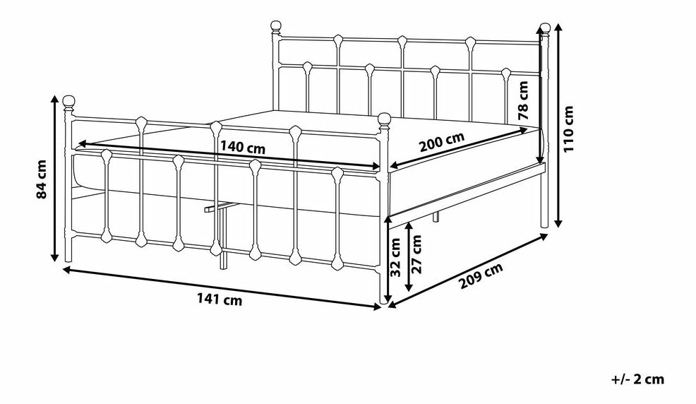 Manželská postel 140 cm Lynza (černá)