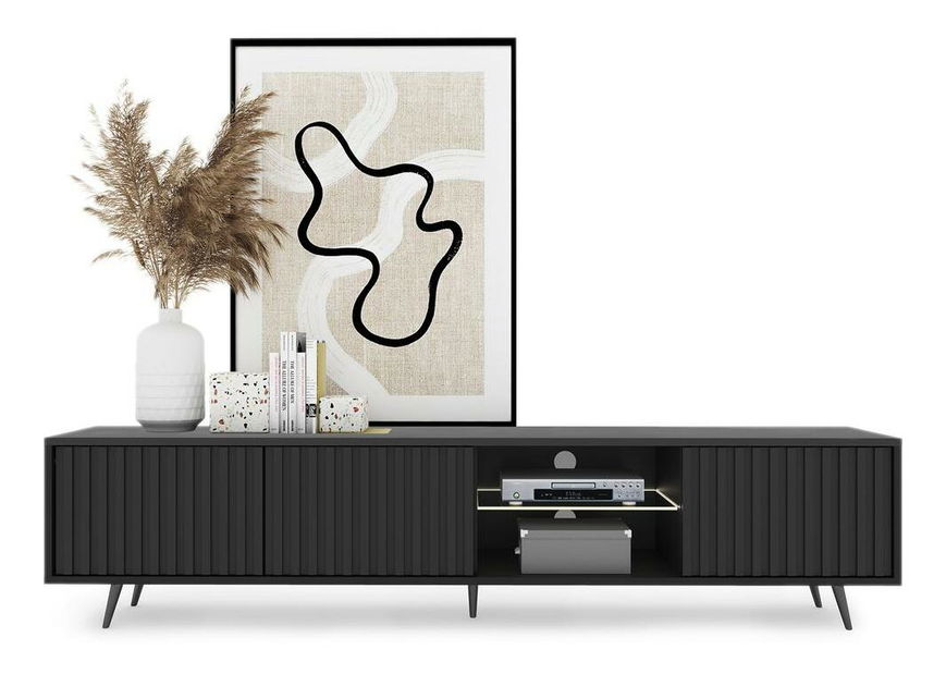 TV skříňka/stolek Biel 175 (s osvětlením) (černá)