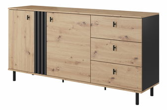 Komoda  Madeira 2D3S (dub artisan + černý antracit)