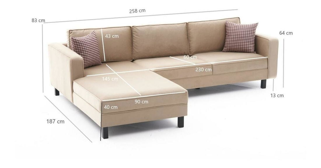 Rohová sedačka Kalen 1 (L) (krémový samet)