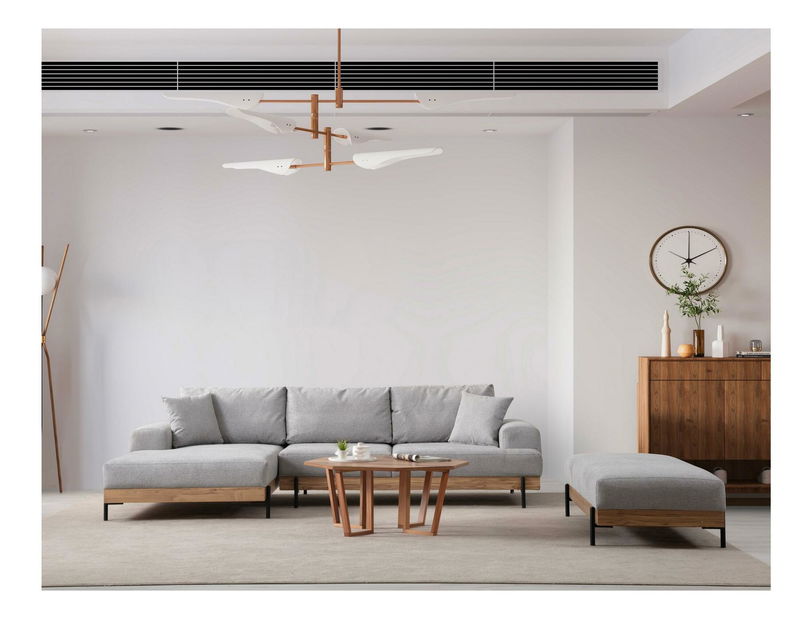 Rohová sedačka Etorella (L) (šedá + dub)