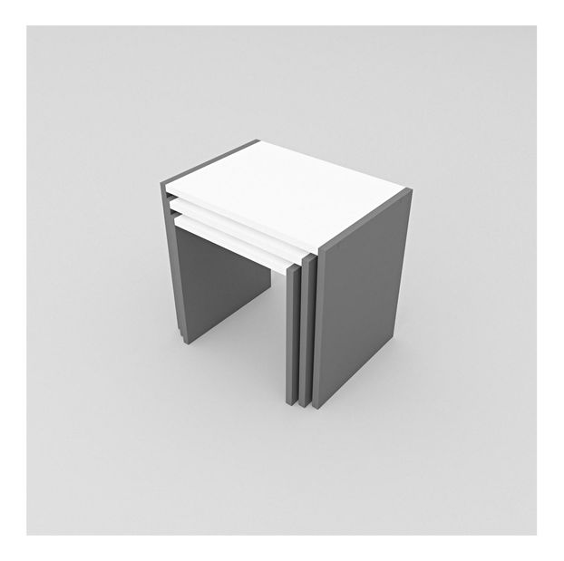 Set 3ks. konferenčních stolků Kutevi 2 (antracit + bílá)