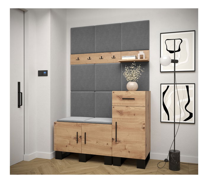 Předsíňová sestava Amanda 5 (dub artisan + tmavě šedá)