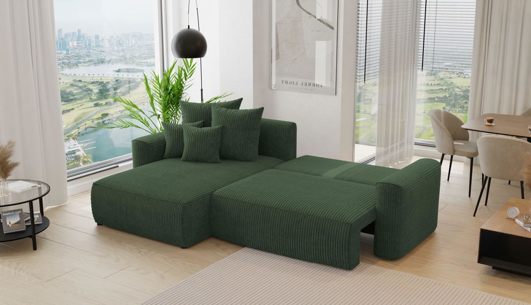 Rohová sedačka Baria (L) (tmavě zelená)