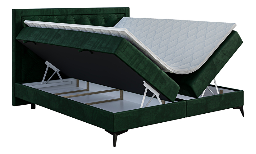 Kontinentální postel 120 cm Dustin (tmavě zelená) (s matrací a úl. prostorem)