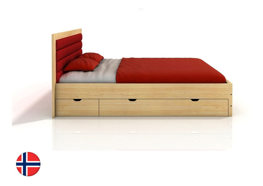 Jednolůžková postel 120 cm Naturlig Storhamar High Drawers (borovice) (s roštem)