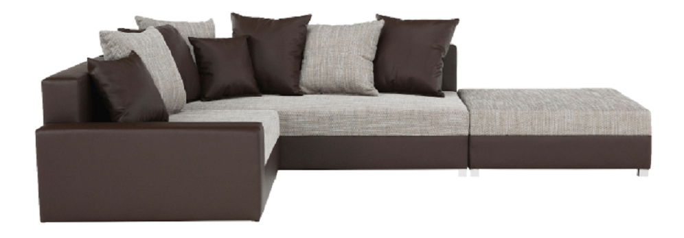 Rohová sedací souprava Pitton New hnědá (P) (s taburetem)