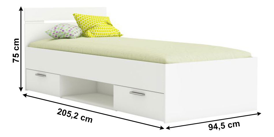 Jednolůžková postel 90 cm Myriam (bílá) (bez matrace a roštu)
