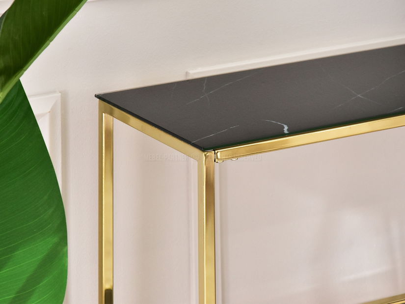 Konzolový stolek Bella Kons Bis (černý mramor + zlatá)