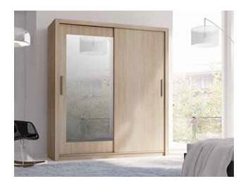 Šatní skříň s posuvnými dveřmi Mykarezo 1 B (dub sonoma) (se zrcadlem)