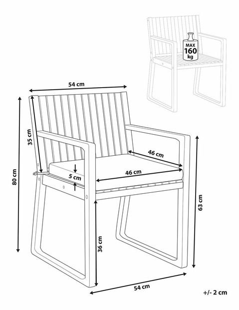 Zahradní židle SASAN (světle hnědá) (zelený podsedák)