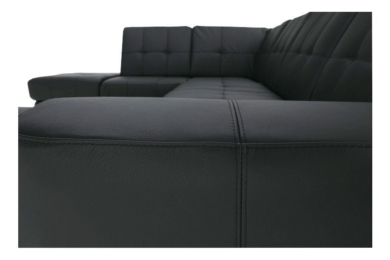 Kožená rohová sedací souprava U Thaldia (černá) (L)