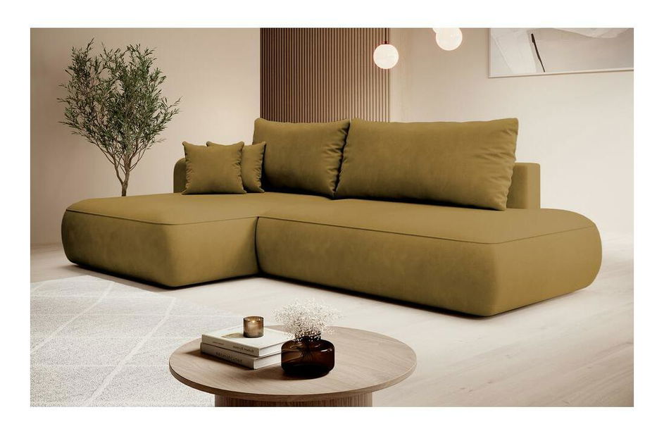 Rohová sedací souprava Fergie (L) (zlatá + černá)