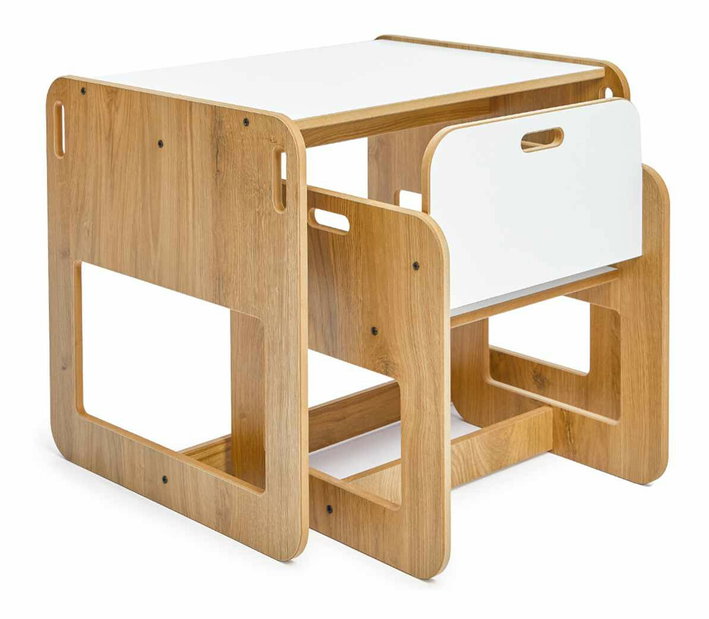  Set dětský stolek a židle Durumo (bílá + naturální)