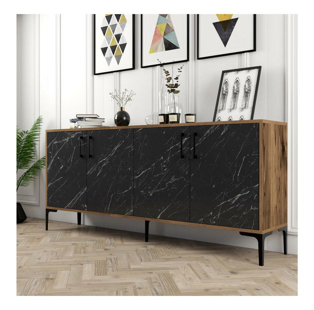 Skříňka Kim 180 (ořech + černá)