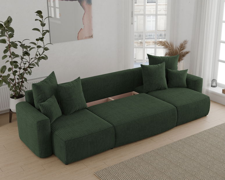 Rohová sedačka Denia U (tmavě zelená) (P)