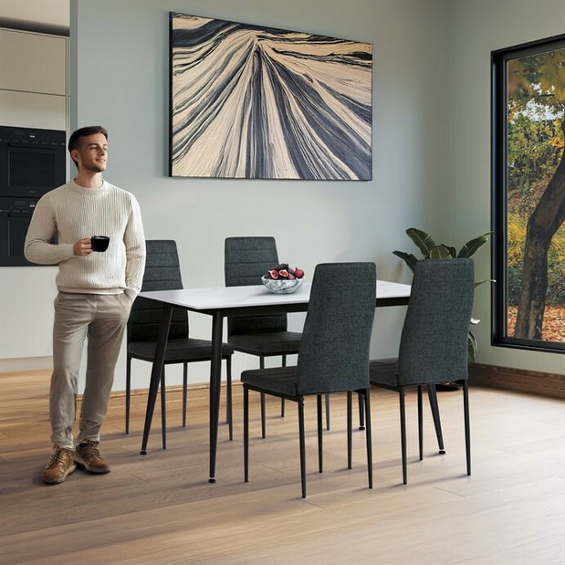 Jídelní set se 4 židlemi Asencio (šedá)