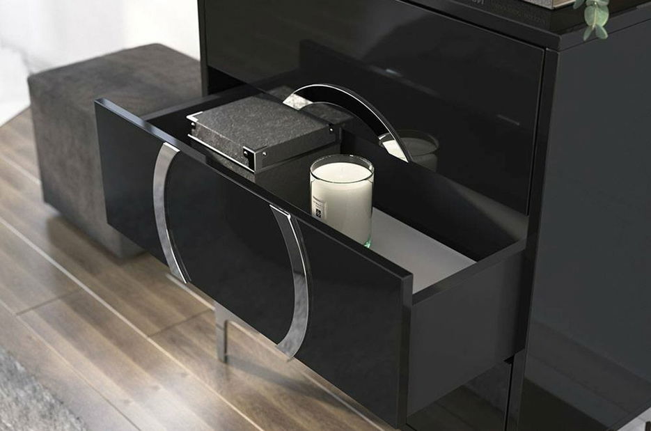 Komoda Naturlig Barnir (vysoký lesk černý)