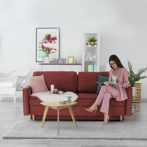 Pohovka trojsedačka Banuga (růžová + černá)