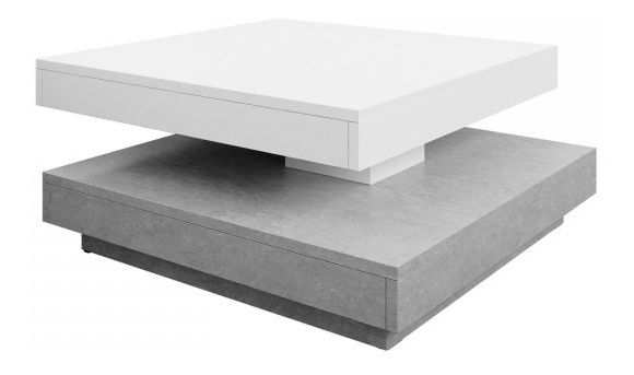 Konferenční stolek Dekur (bílá + světle šedá mramorová)