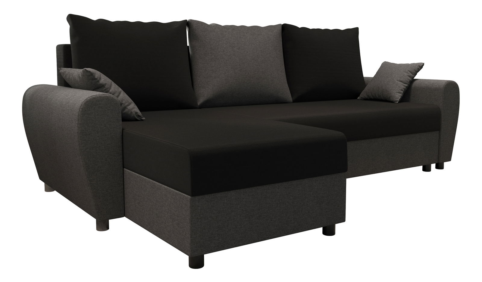 Rohová sedací souprava Fleur L (černá + šedá) (L)