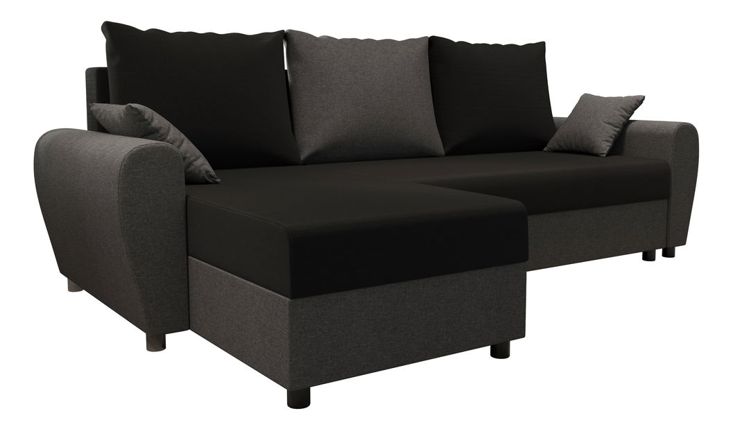 Rohová sedací souprava Fleur L (černá + šedá) (L)