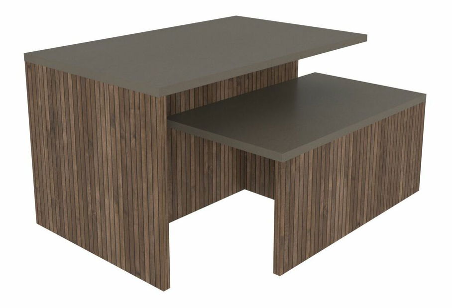 Set konferenčních stolků Twixie (dub + hnědá)