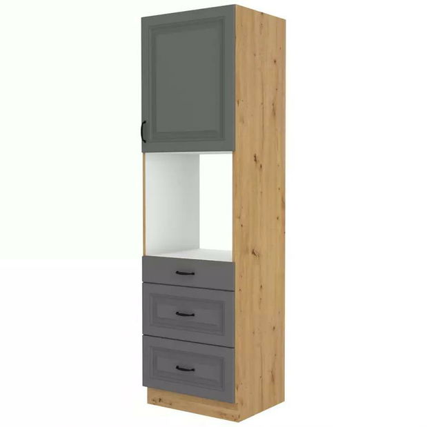 Potravinová kuchyňská skříňka na troubu Sheila 60 DPS 210 3S 1F (dub artisan + grafit)