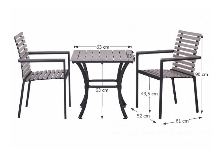 Zahradní nábytek Ronan 1+2 (světle šedá + černá)