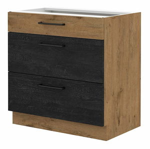 Dolní kuchyňská skříňka Virion 80 D 3S BB (dub lancelot + tmavé dřevo)