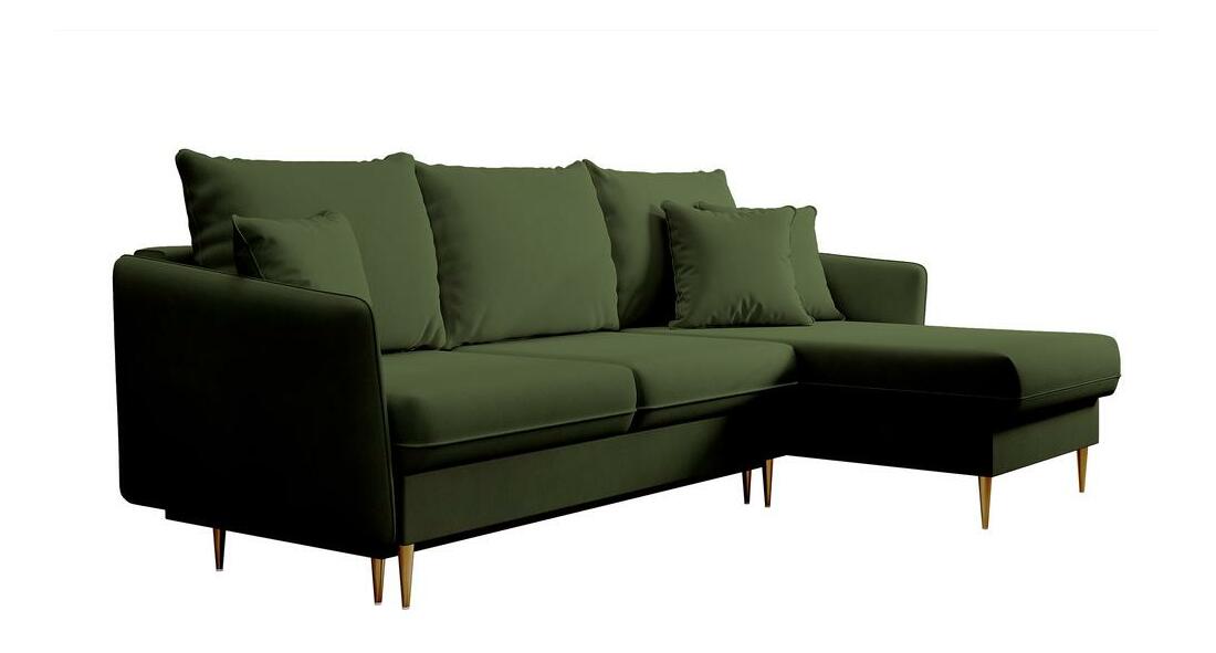 Rohová sedací souprava Vivaldio L (zelená + zlatá)