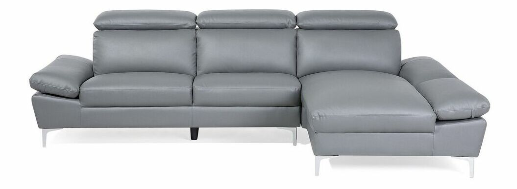 Kožená Rohová sedací souprava Farona (světle šedá) (P)