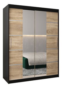 Šatní skříň 180 cm Verika 4 180 (černá + dub sonoma)