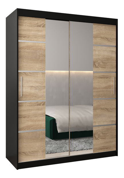 Šatní skříň 180 cm Verika 4 180 (černá + dub sonoma)