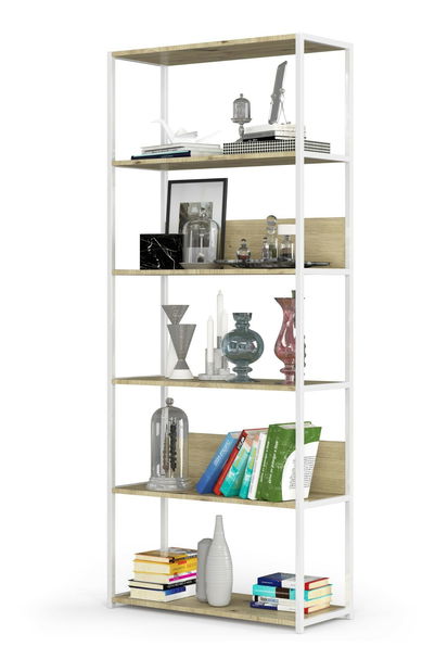 Regál Loriana V (bílá + dub artisan)