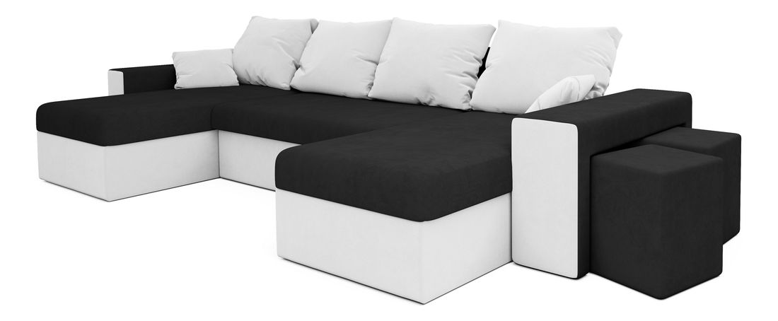 Rohová sedací souprava Baltimore (černá + bílá)
