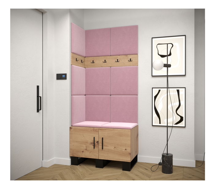 Předsíňová sestava Amanda 11 (dub artisan + růžová)
