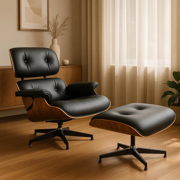 Křeslo s podnožkou Procesion (černá)