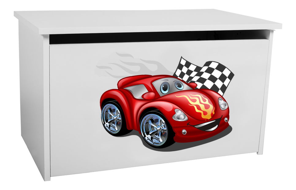 Úložný box pro děti Davina (bílá + auto)